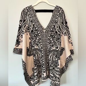 Flying Tomato // Black and Cream Paisley Poncho